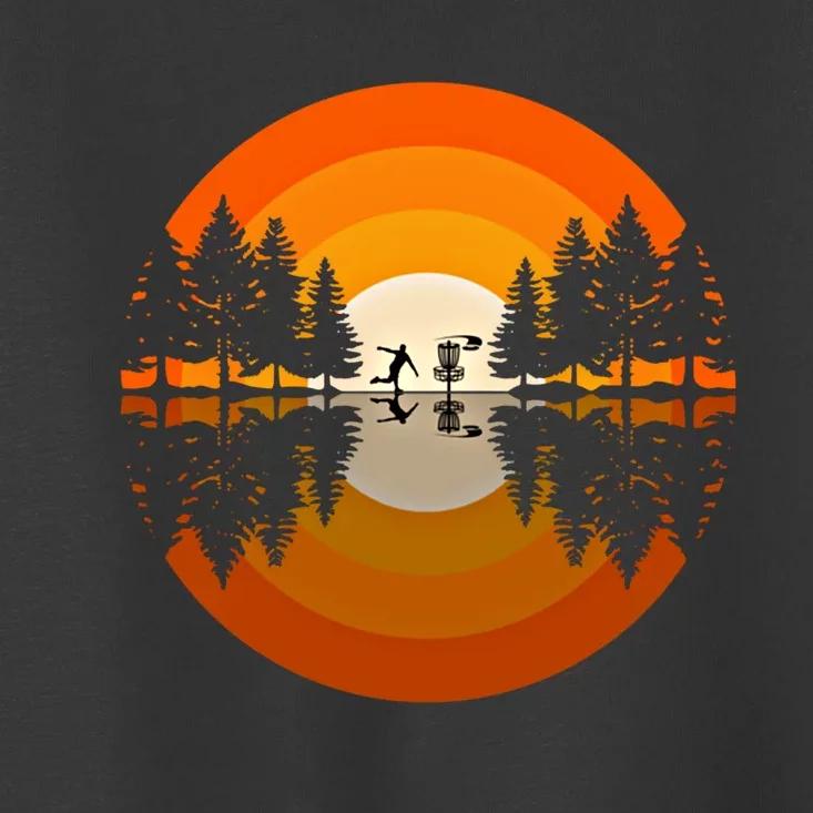 Disc Golfer Player Silhouette Forest Frolf Frisbee Golf Gift Toddler T-Shirt