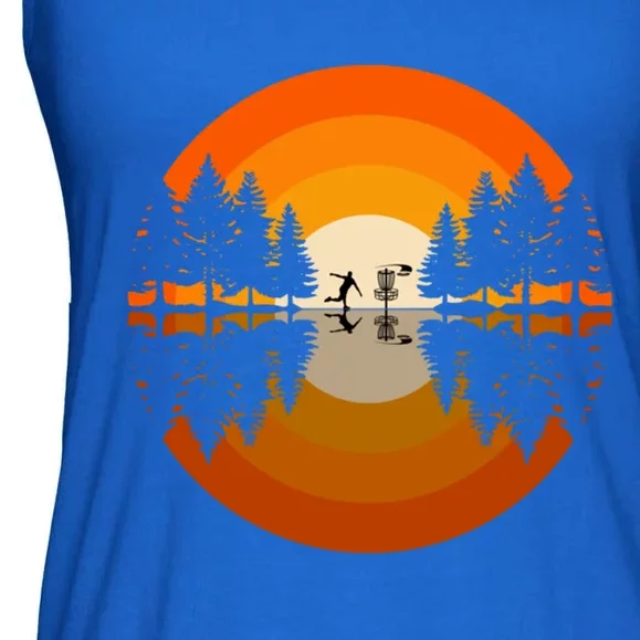 Disc Golfer Player Gift Silhouette Forest Frolf Frisbee Golf Gift Ladies Essential Flowy Tank