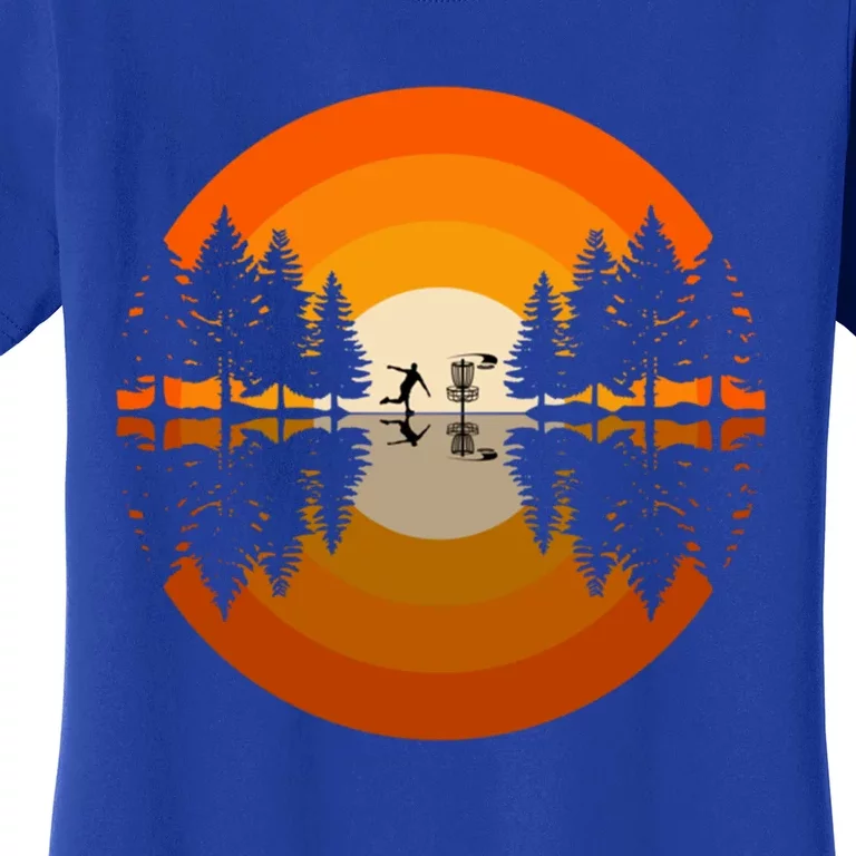 Disc Golfer Player Gift Silhouette Forest Frolf Frisbee Golf Gift Women's T-Shirt