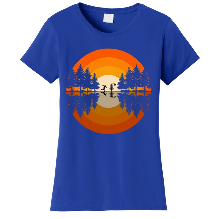 Disc Golfer Player Gift Silhouette Forest Frolf Frisbee Golf Gift Women's T-Shirt