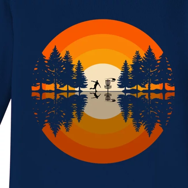 Disc Golfer Player Gift Silhouette Forest Frolf Frisbee Golf Gift Baby Long Sleeve Bodysuit