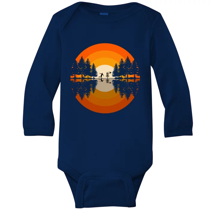 Disc Golfer Player Gift Silhouette Forest Frolf Frisbee Golf Gift Baby Long Sleeve Bodysuit