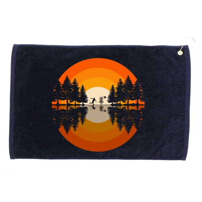 Disc Golfer Player Gift Silhouette Forest Frolf Frisbee Golf Gift Grommeted Golf Towel