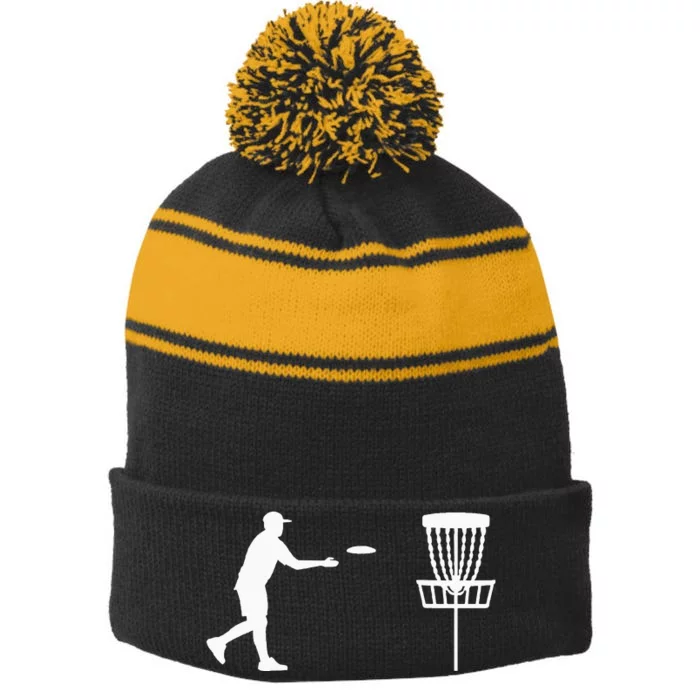 Disc golf player Stripe Pom Pom Beanie