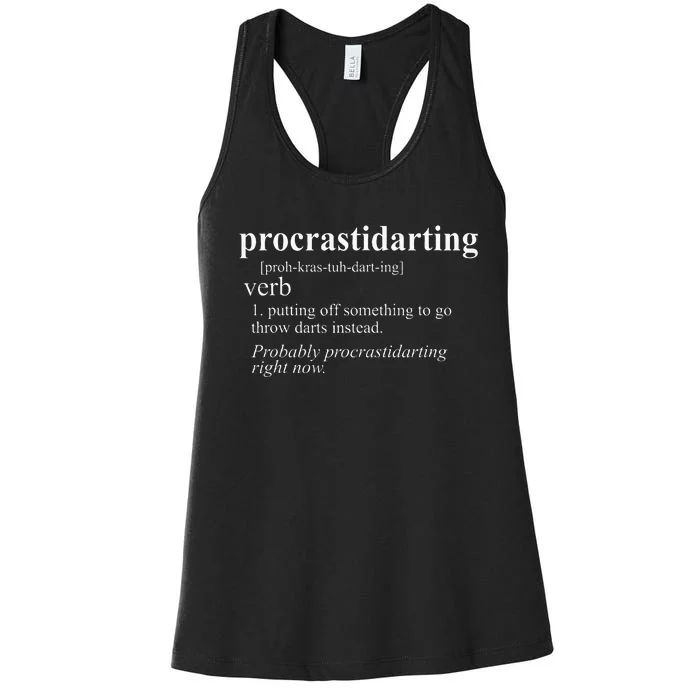 Darts Gifts Procrastidarting Funny Dart Player Women's Racerback Tank