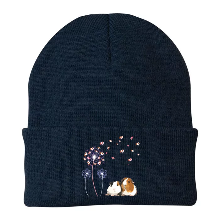 Dandelion Guinea Pig Cute Guinea Pig Floral Dandelion Spread Knit Cap Winter Beanie