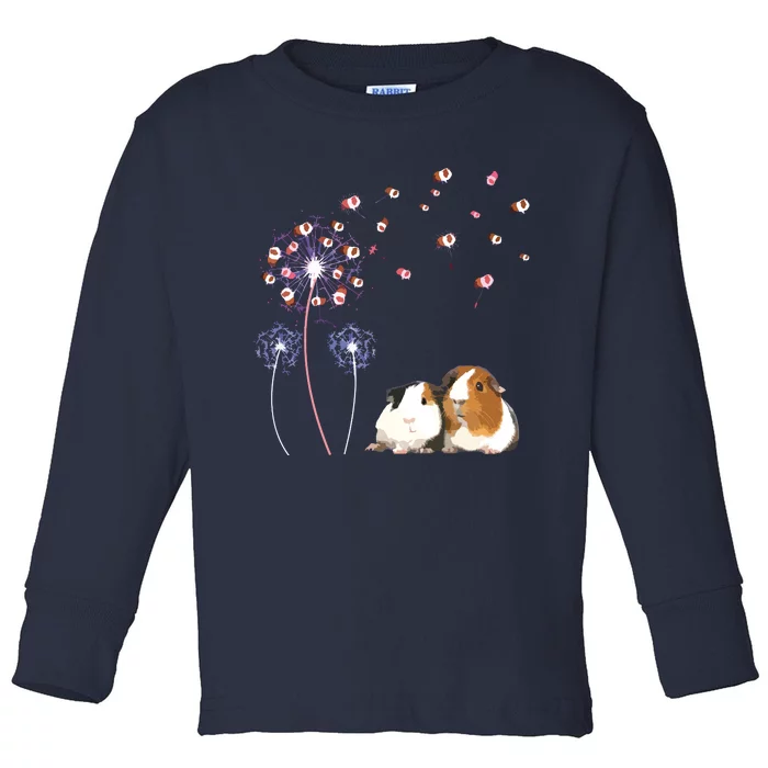 Dandelion Guinea Pig Cute Guinea Pig Floral Dandelion Spread Toddler Long Sleeve Shirt