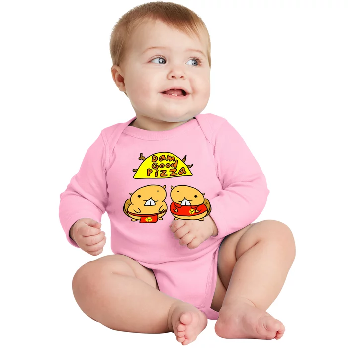 Dam Good Pizza Baby Long Sleeve Bodysuit