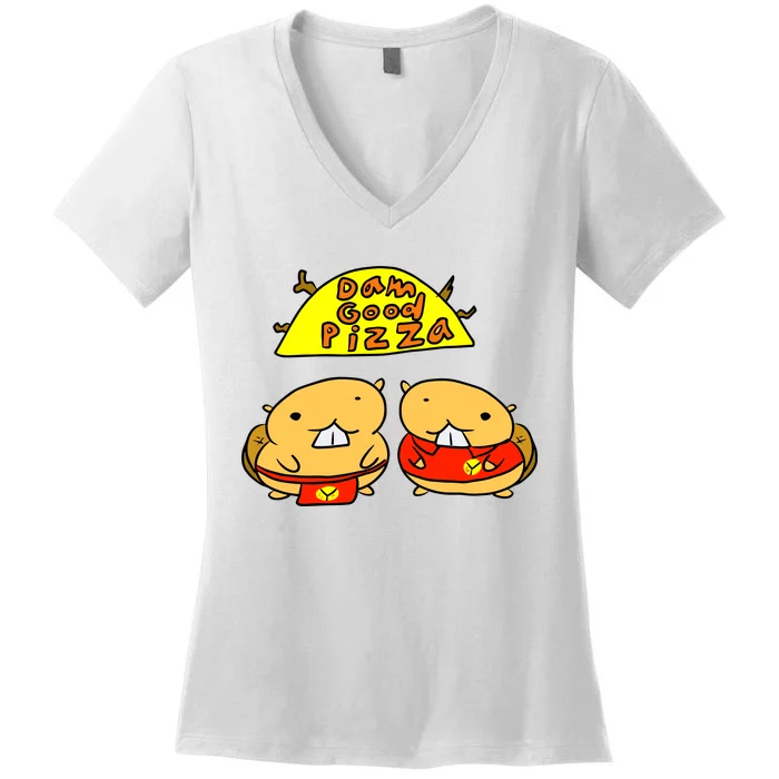 Dam Good Pizza Women's V-Neck T-Shirt