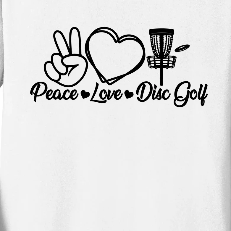 Disc Golfing Peace Love Disc Golf Kids Long Sleeve Shirt