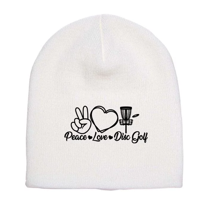 Disc Golfing Peace Love Disc Golf Short Acrylic Beanie