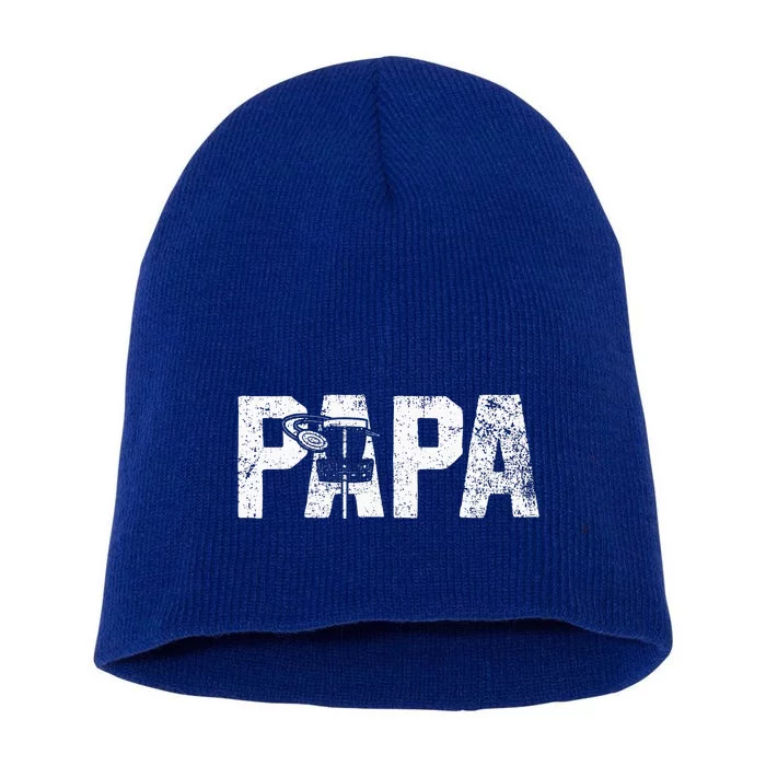 Disc Golf Papa Dad Disc Golfing Short Acrylic Beanie