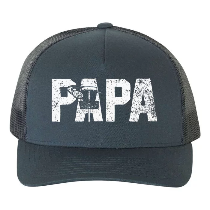 Disc Golf Papa Dad Disc Golfing Yupoong Adult 5-Panel Trucker Hat