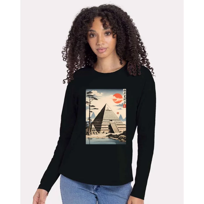 Drawing Giza Pyramid Japanes Style Womens Cotton Relaxed Long Sleeve T-Shirt