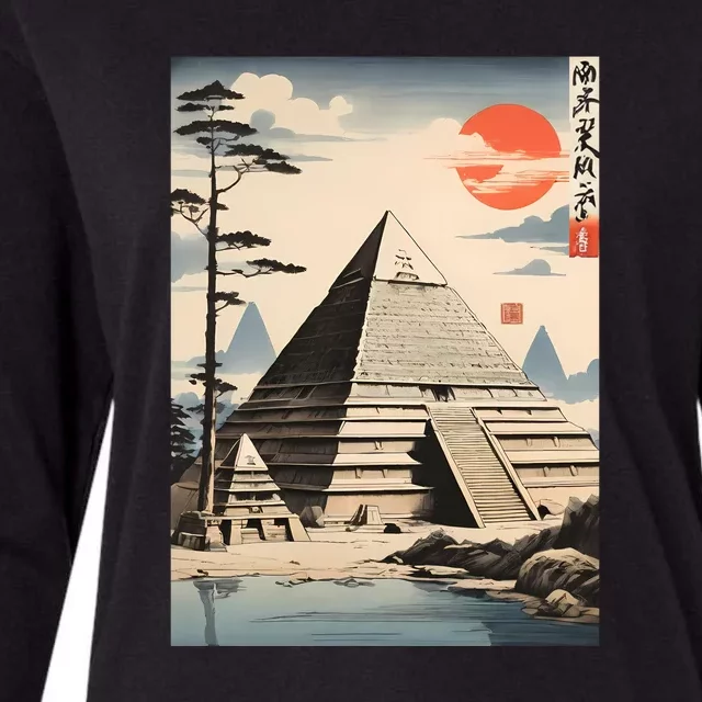 Drawing Giza Pyramid Japanes Style Womens Cotton Relaxed Long Sleeve T-Shirt