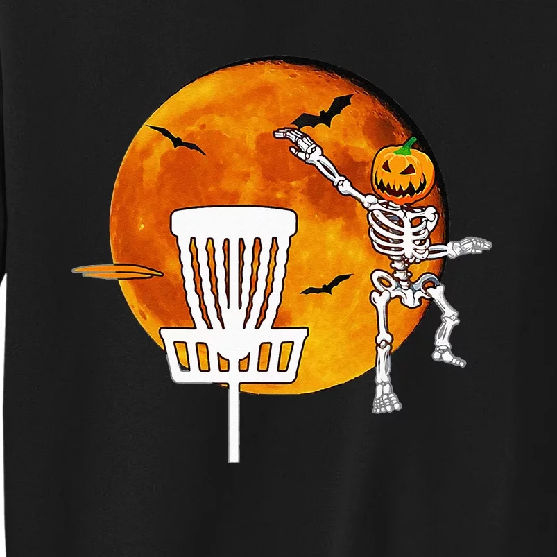 Disc Golf Player Lover Funny Halloween Pumpkin Skeleton Sweatshirt