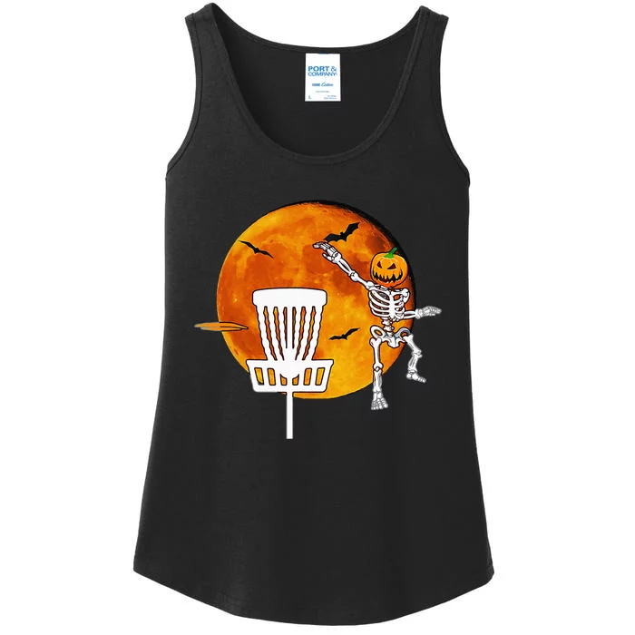 Disc Golf Player Lover Funny Halloween Pumpkin Skeleton Ladies Essential Tank