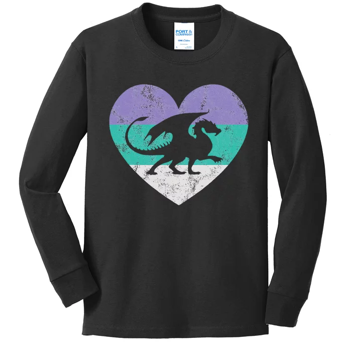 Dragon Gift Retro Cute Kids Long Sleeve Shirt