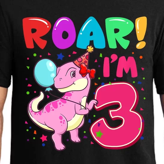 Dinosaur Girl Roar Im 3 Year Old 3rd Birthday Party Pajama Set