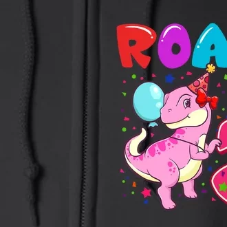 Dinosaur Girl Roar Im 3 Year Old 3rd Birthday Party Full Zip Hoodie