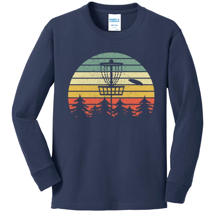 Disc Golf Retro Vintage Frisbee Design Kids Long Sleeve Shirt