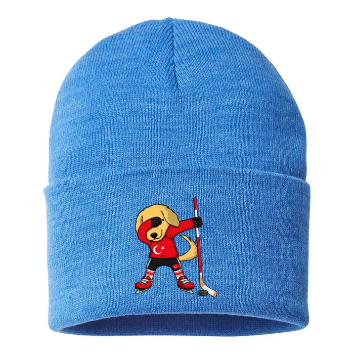 Dabbing Golden Retriever Turkey Ice Hockey Fans Jersey Sport Gift Sustainable Knit Beanie