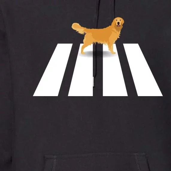 Dog Golden Retriever Walk Over Crosswalk Premium Hoodie