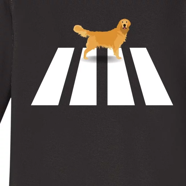 Dog Golden Retriever Walk Over Crosswalk Baby Long Sleeve Bodysuit