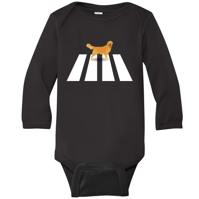 Dog Golden Retriever Walk Over Crosswalk Baby Long Sleeve Bodysuit