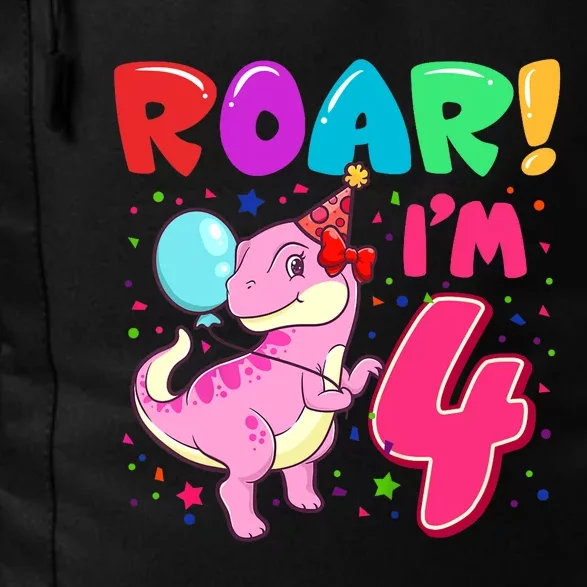 Dinosaur Girl Roar Im 4 Year Old 4th Birthday Party Daily Commute Backpack