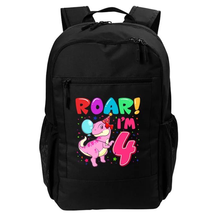 Dinosaur Girl Roar Im 4 Year Old 4th Birthday Party Daily Commute Backpack