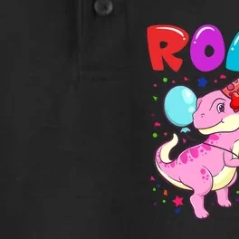 Dinosaur Girl Roar Im 4 Year Old 4th Birthday Party Dry Zone Grid Performance Polo