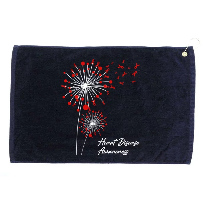 Dandelion Go Red Ribbon Heart Disease Awareness Month Gift Grommeted Golf Towel