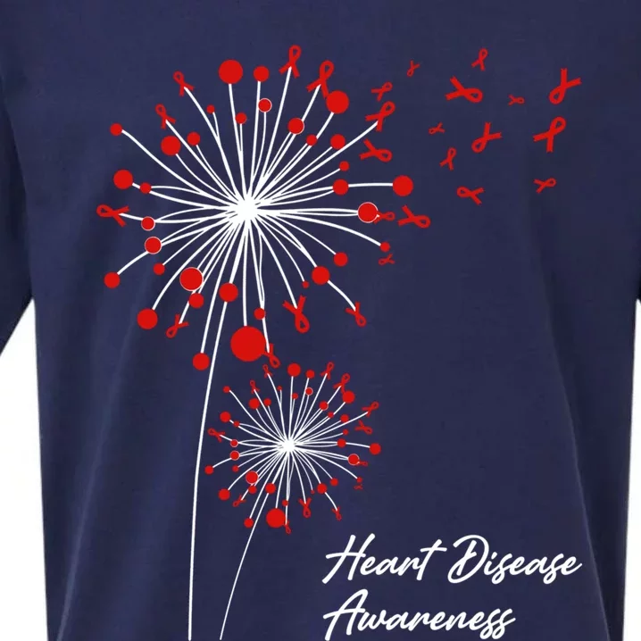 Dandelion Go Red Ribbon Heart Disease Awareness Month Gift Sueded Cloud Jersey T-Shirt