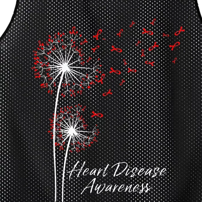 Dandelion Go Red Ribbon Heart Disease Awareness Month Mesh Reversible Basketball Jersey Tank