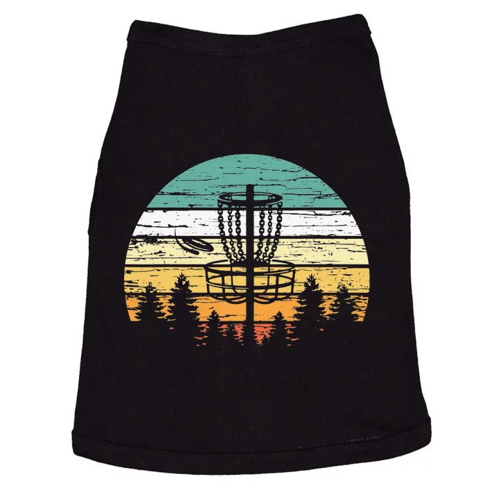 Disc Golf Retro Sunset Frisbee Golf Player Doggie Tank