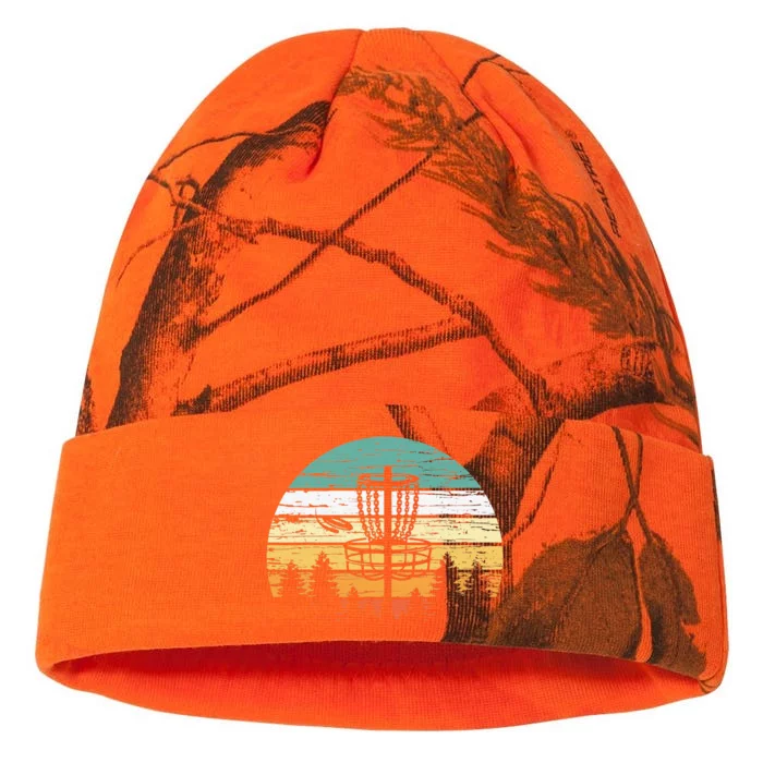 Disc Golf Retro Sunset Frisbee Golf Player Kati - 12in Camo Beanie