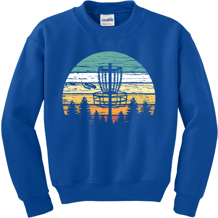 Disc Golf Retro Shirt, Sunset Vintage Frisbee Golf Kids Sweatshirt