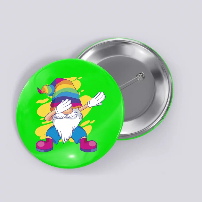 Dabbing Gnome Rainbow Button