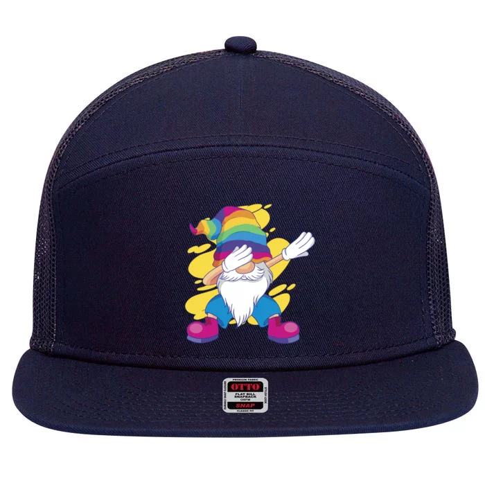 Dabbing Gnome Rainbow 7 Panel Mesh Trucker Snapback Hat