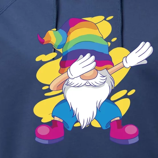 Dabbing Gnome Rainbow Performance Fleece Hoodie