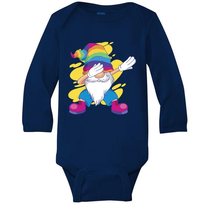 Dabbing Gnome Rainbow Baby Long Sleeve Bodysuit