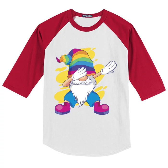 Dabbing Gnome Rainbow Kids Colorblock Raglan Jersey