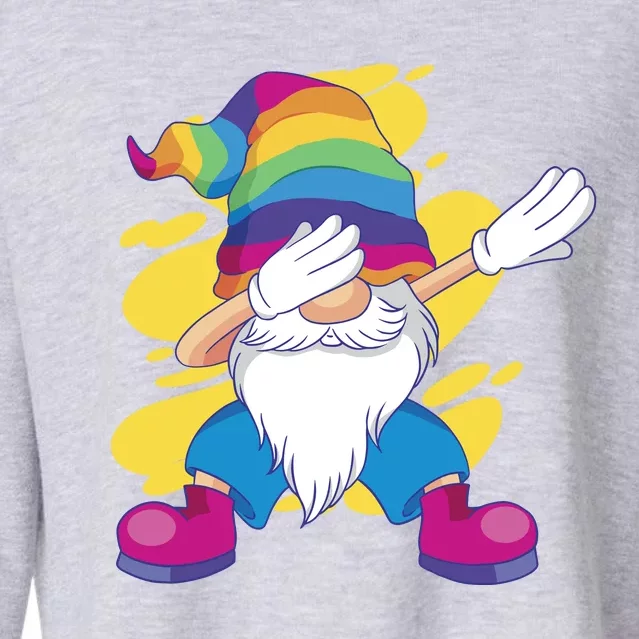 Dabbing Gnome Rainbow Cropped Pullover Crew