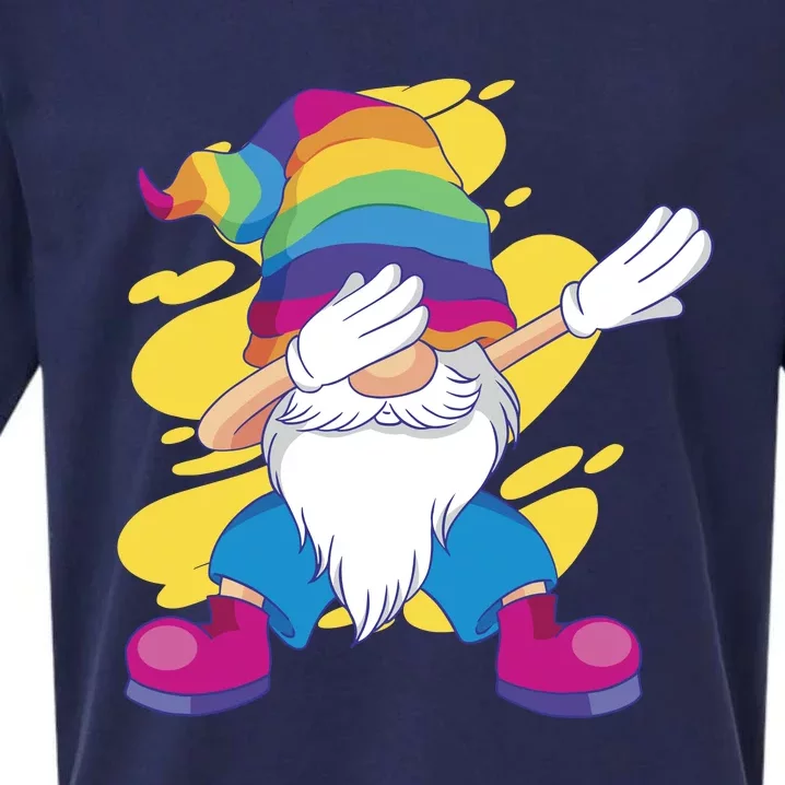 Dabbing Gnome Rainbow Sueded Cloud Jersey T-Shirt