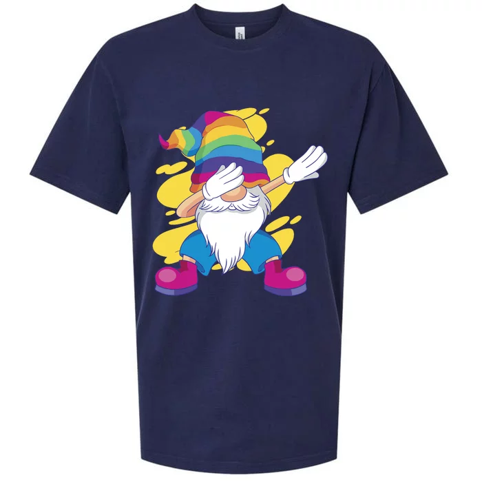 Dabbing Gnome Rainbow Sueded Cloud Jersey T-Shirt