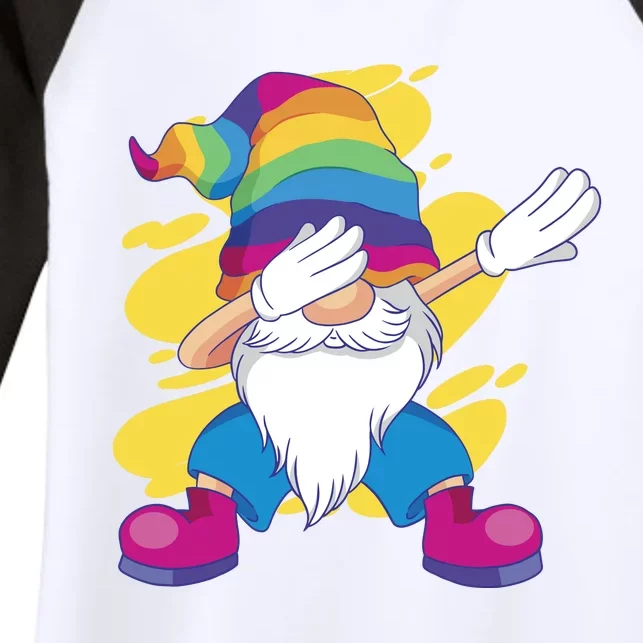 Dabbing Gnome Rainbow Women's Tri-Blend 3/4-Sleeve Raglan Shirt