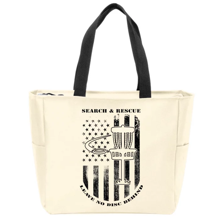 Disc Golf Rescue Squad Never Lose a Disc Black Zip Tote Bag