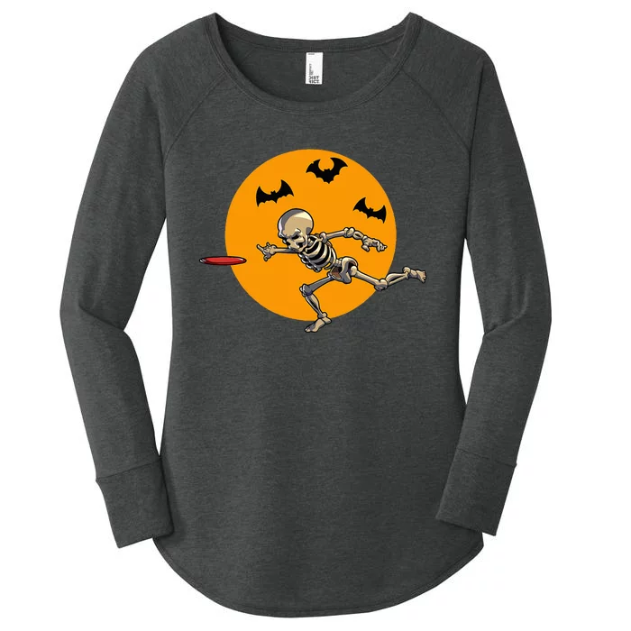 Disc Golfing Skeleton Halloween Disc Golf Halloween Women's Perfect Tri Tunic Long Sleeve Shirt