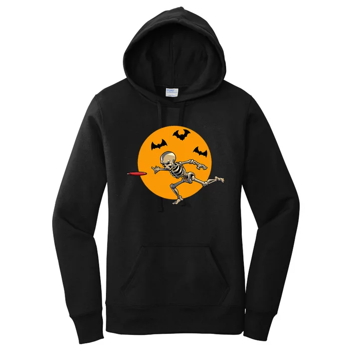 Disc Golfing Skeleton Halloween Disc Golf Halloween Women's Pullover Hoodie